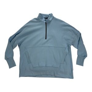 Dokotoo Comfy Light Blue Oversized Quarter Zip Pullover Sweatshirt Size L